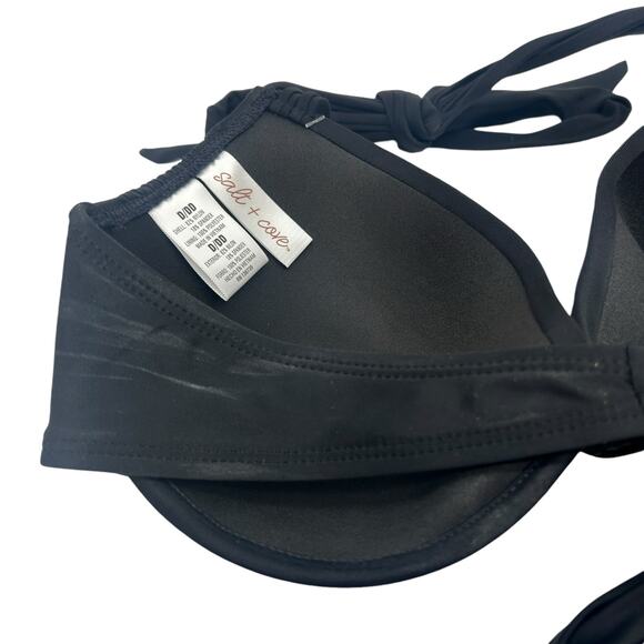 NEW Macys Black Bikini Set Size 10 Underwire Push Up High Waist Control Top Swim - Picture 12 of 12